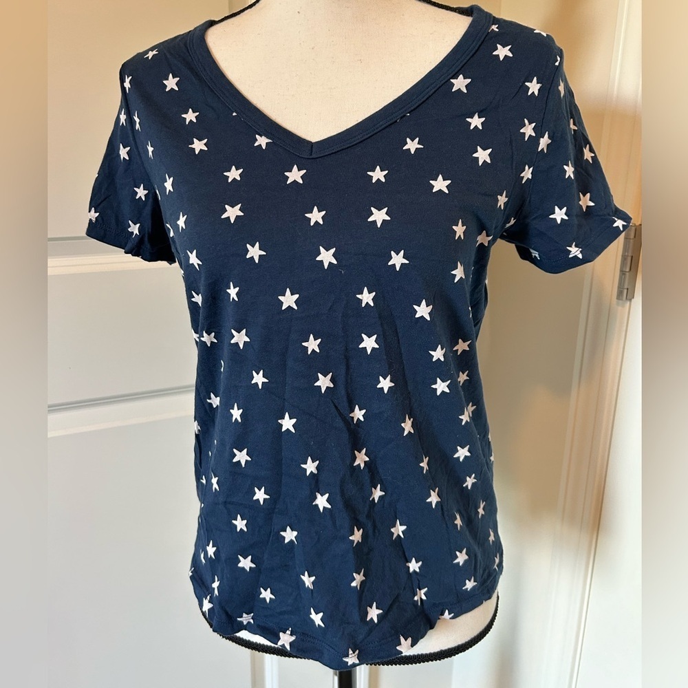 Old Navy Blue With White Stars Fourth Of July Vneck Tshirt
